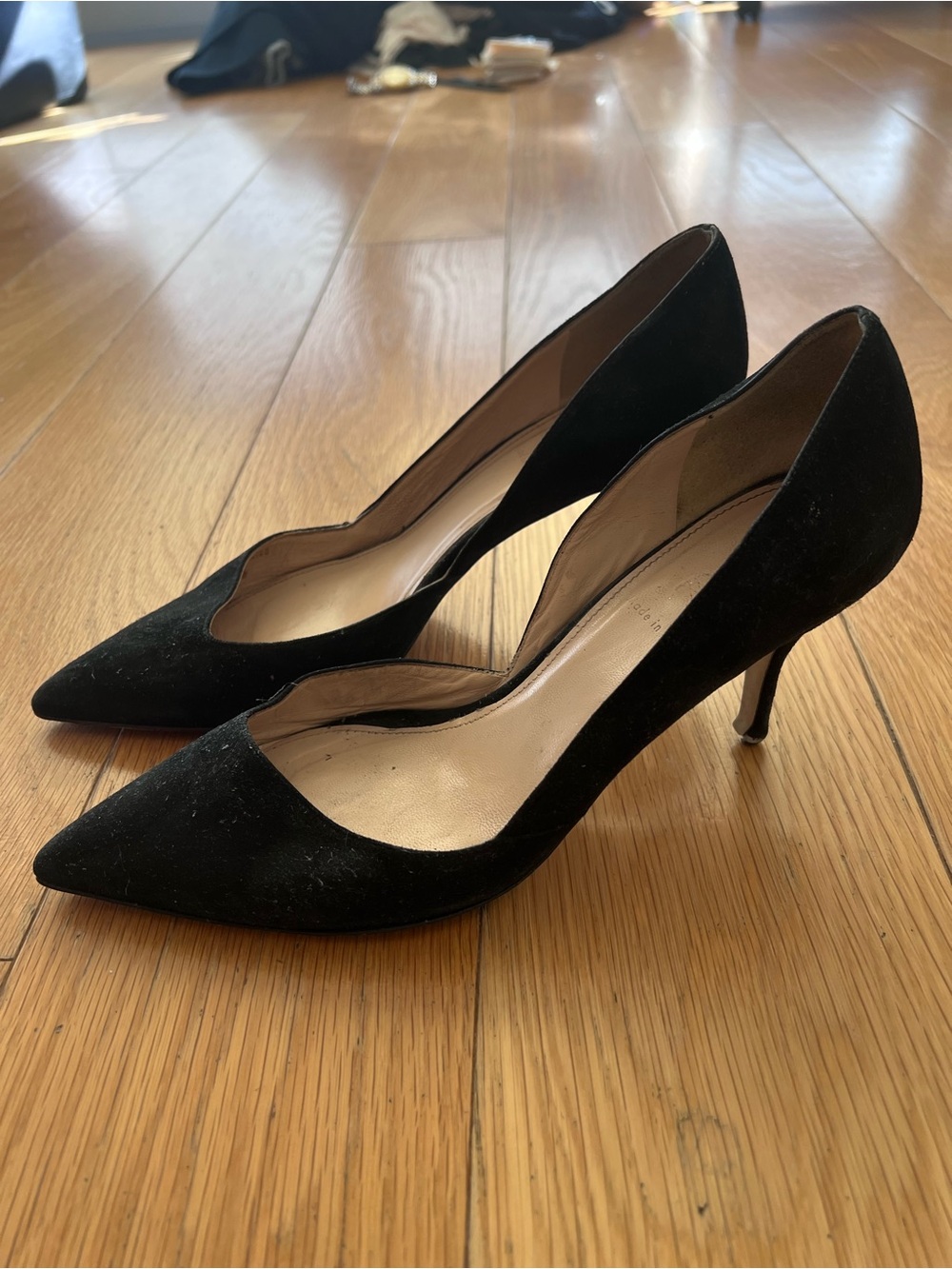 JCrew Black Suede Pointed Heels